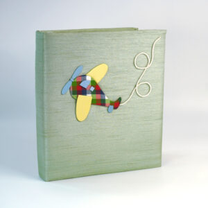 Baby Memory Book in Shantung with Airplane on cover