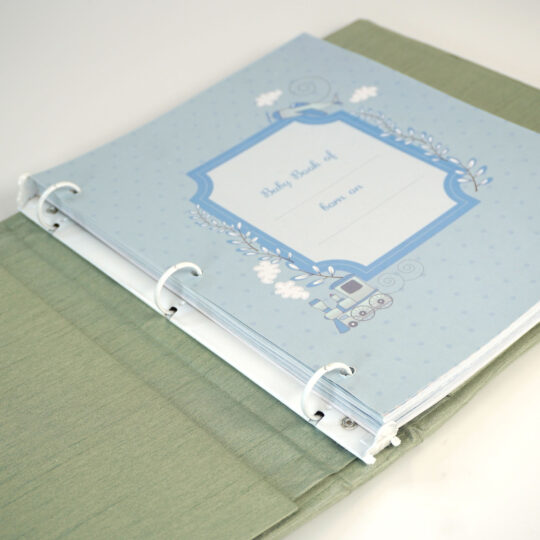 Baby Memory Book in Shantung with Airplane on cover