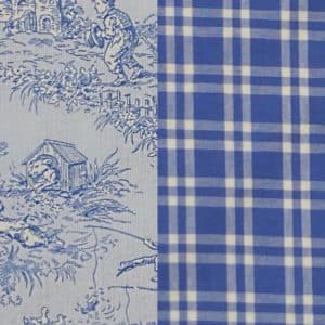 Fabric-Swatch-Cotton-Blue-Toile-with-Blue-Plaid-Cotton