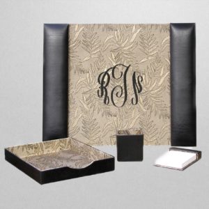 Desk-Set-Brocade-and-Faux-Leather