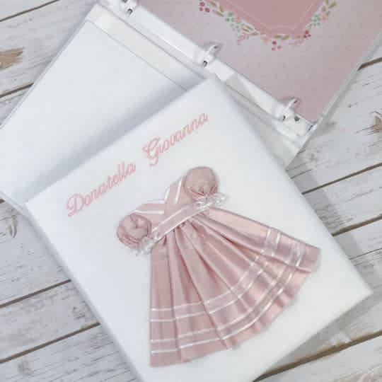 Baby Memory Book In Shantung With Silk Dress