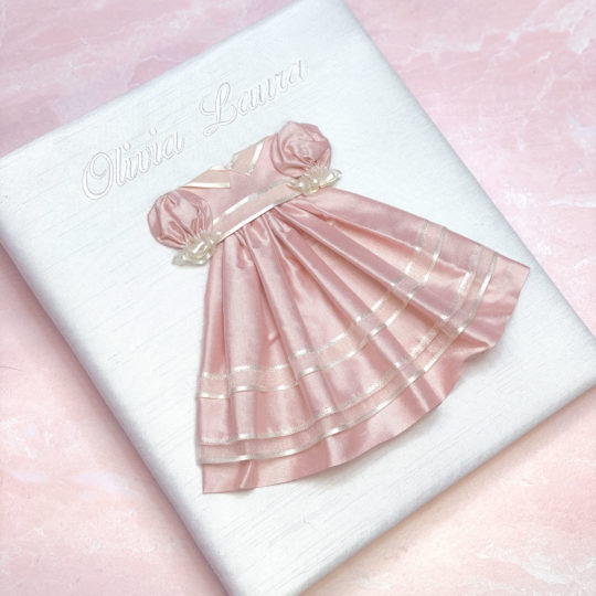 Baby Memory Book In Shantung With Silk Dress