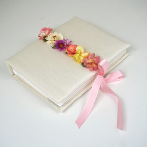 Medium Hardbound Photo Album in Shantung with Flower Garland