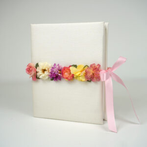 Medium Hardbound Photo Album in Shantung with Flower Garland