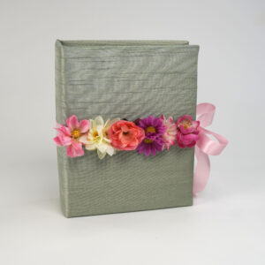 Small Hardbound Photo Album in Shantung with Flower Garland