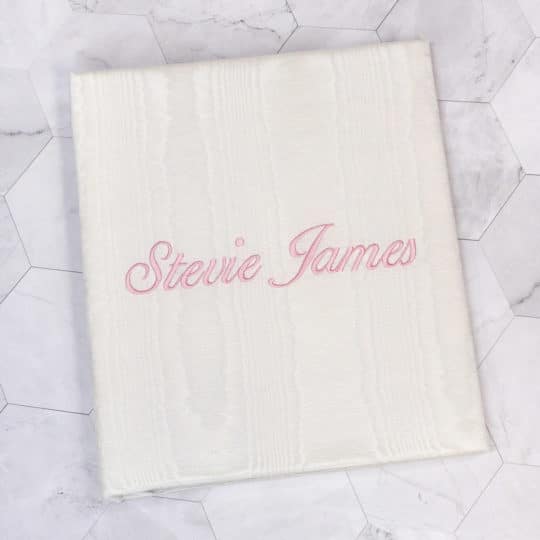Large-Baby-Photo-Album-AR11-1P-Candlelight-Moire-Ballantines-Baby-Pink-Thread