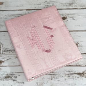 Large-Baby-Photo-Album-AR11-1P-Pink-Moire-Point-Monogram-Baby-Pink-Thread