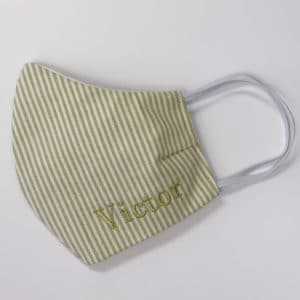 Face-Mask-Striped-Cotton-Personalized-Front-green