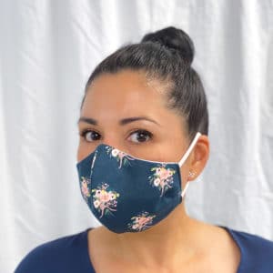 Face Mask Navy with Bouquet Flowers