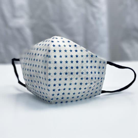 Face Mask White with Blue Stars