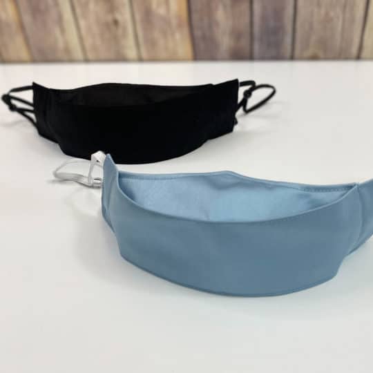 Face Mask Flat Front Black and Baby Blue