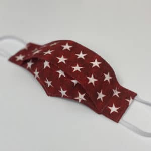 Flat Front Face Mask - Red with White Stars
