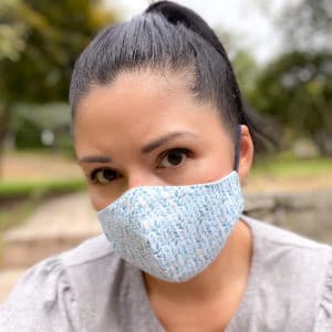 Face Mask with little blue leaves