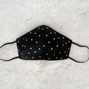 Black cotton face mask decorated with rhinestones