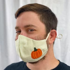 Embroidered Fall Pumpkin Face Mask