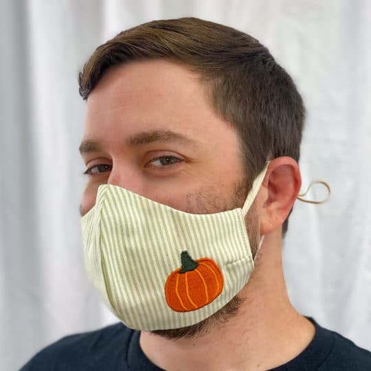 Embroidered Fall Pumpkin Face Mask