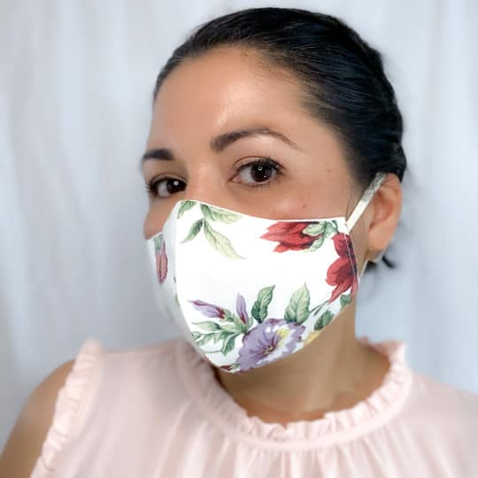 Face Mask Cream fabric with flowers