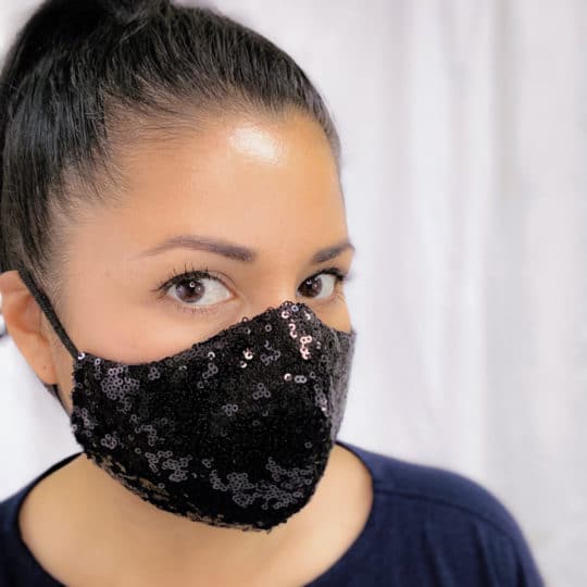 Black Sequence Face Mask
