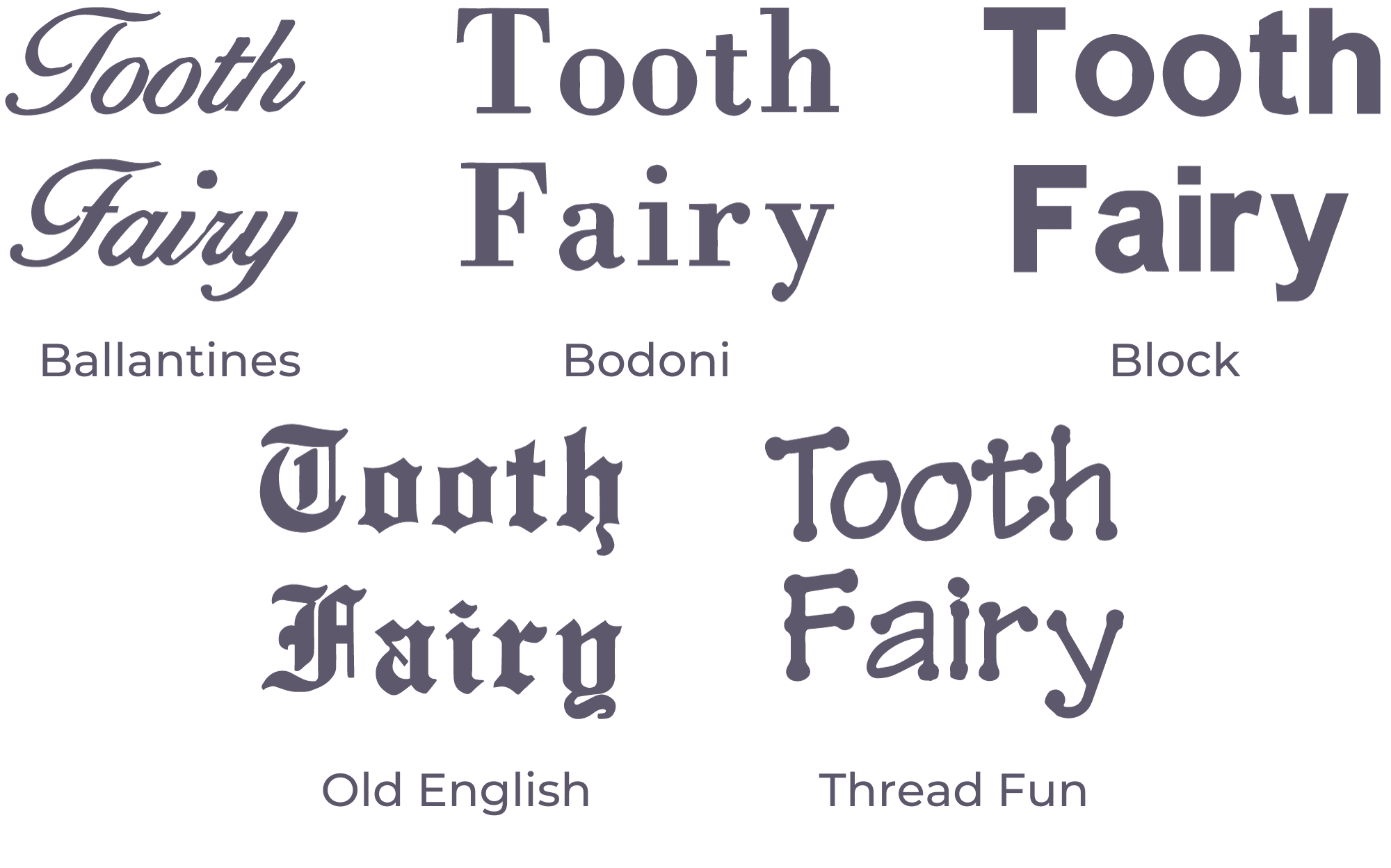 Picture of Tooth Fairy Font Options