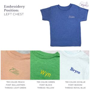 Embroidered Baby T-Shirt Embroidery Placement