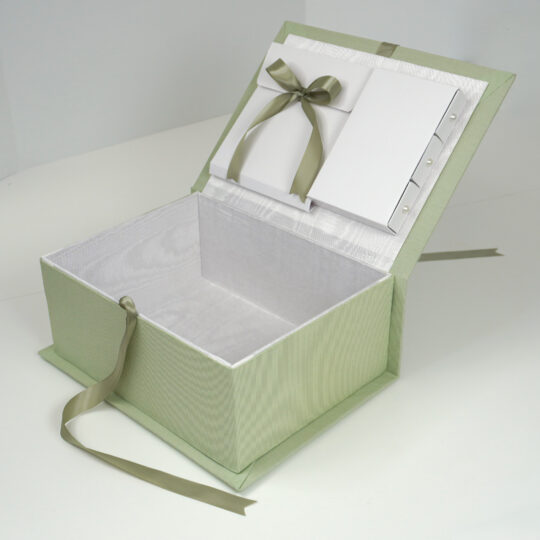 Medium Baby Keepsake Box in Micro Striped Cotton