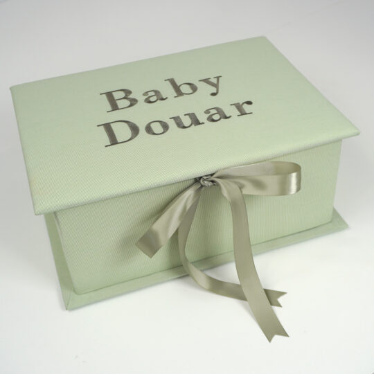 Medium Baby Keepsake Box in Micro Striped Cotton