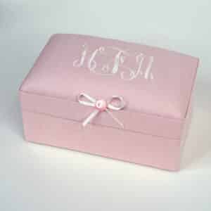Small Keepsake Box Micro Striped Cotton Pink