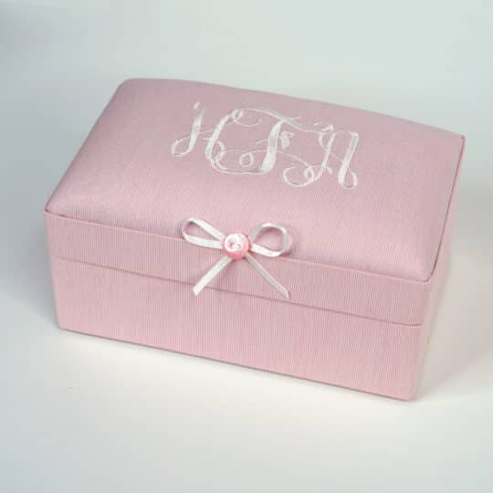 Small Keepsake Box Micro Striped Cotton Pink