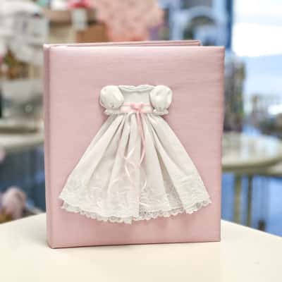 Baby Memory Book Swiss Batiste Pink Shantung