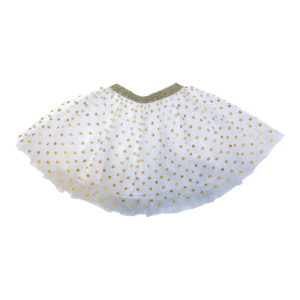 White Tutu Gold Dots