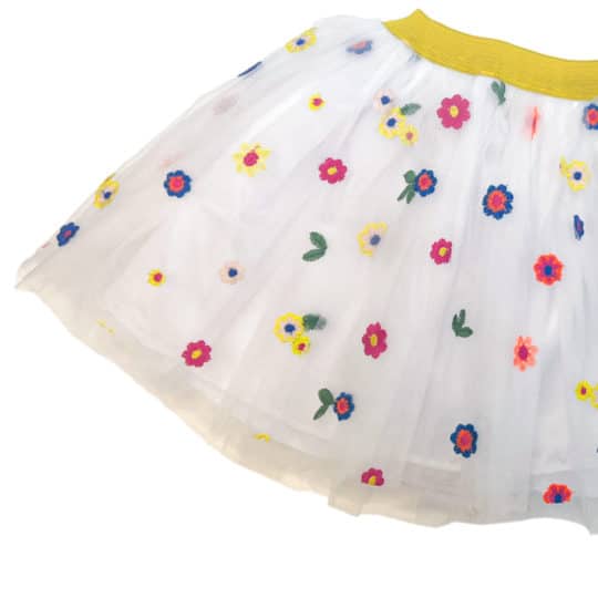 White Tutu with Multicolor Flowers
