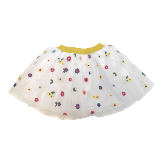 White Tutu with Multicolor Flowers