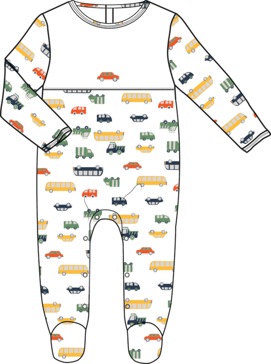 Baby Footies Pajama Cars Print