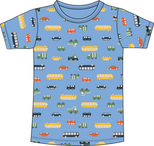Sleepwear Short Sleeve Shirt with Automobile print