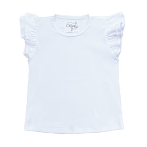 Ruffle Sleeve Shirt 100% Pima Cotton White