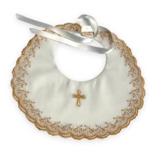 Chistening Bib with Embroidered Cross