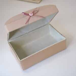 Small Baby Keepsake Box in Beige Shantung