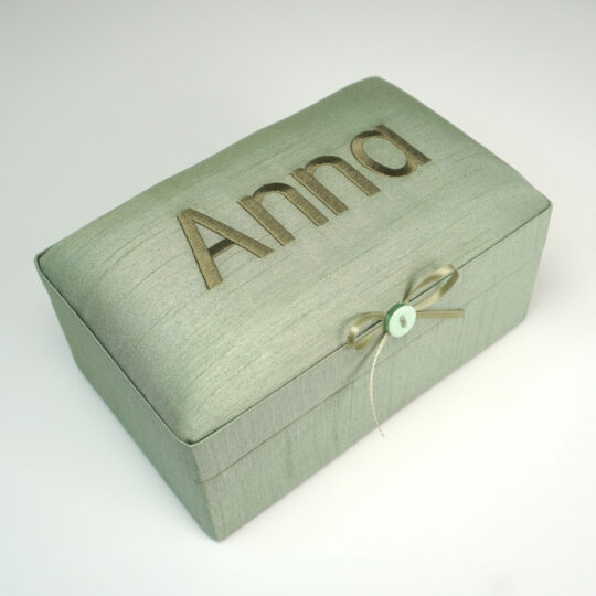 Small Baby Keepsake Box in Celadon Shantung