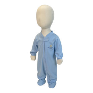 Baby Blue Footie pajama - Embroidered Bear