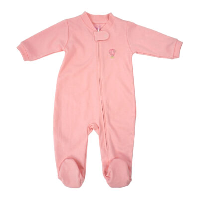 Baby Footie Pajama Pink Embroidered Balloon