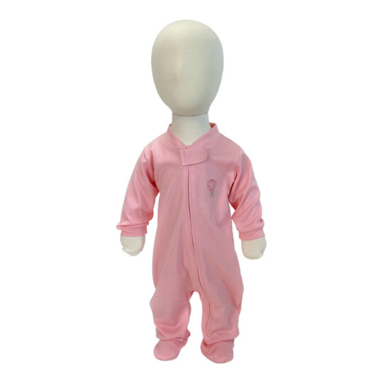 Baby Pink Footie Pajama - Embroidered Balloon