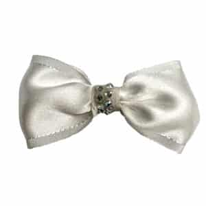 Mini Cream Jacquard Satin Bow with Rhinestone