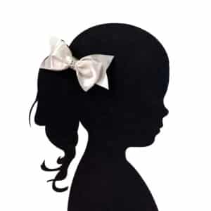 Mini Cream Jacquard Satin Bow with Rhinestone