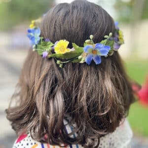 Matching Blue Flowers Head Crown