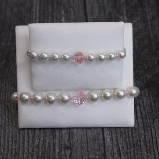 Mother-Daughter-Bracelet-Set-Pearls-Austrian-Pink-Crystal-Set-MC-3