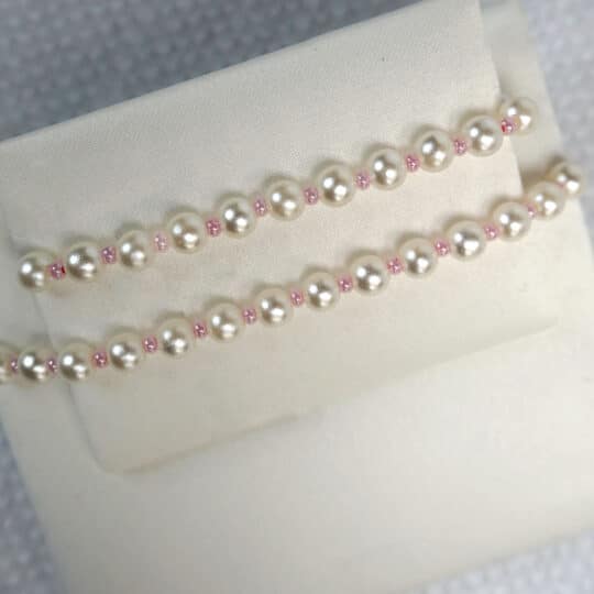Mother-Daughter-Bracelet-Set-White-Pearls-Pink-Bugle-Beads-Set-MC-8-PNK
