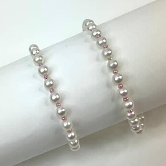 Mother-Daughter-Bracelet-Set-White-Pearls-Pink-Bugle-Beads-Set-MC-8-PNK-alt