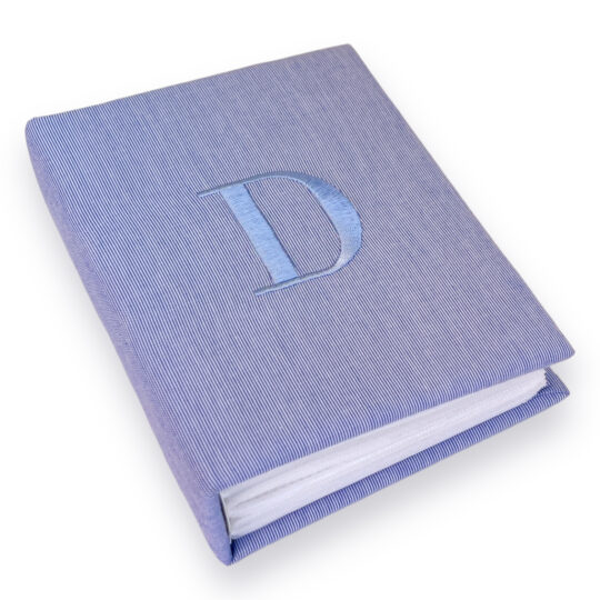 Small Hardbound Photo Album in Micro Striped Cotton