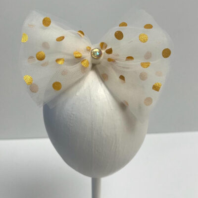Matching White Tutu - Gold Dots Jersey Headband