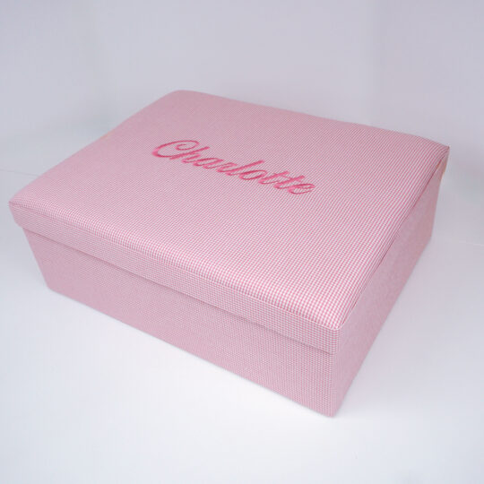 Large Baby Keepsake Box - Seersucker Check Cotton